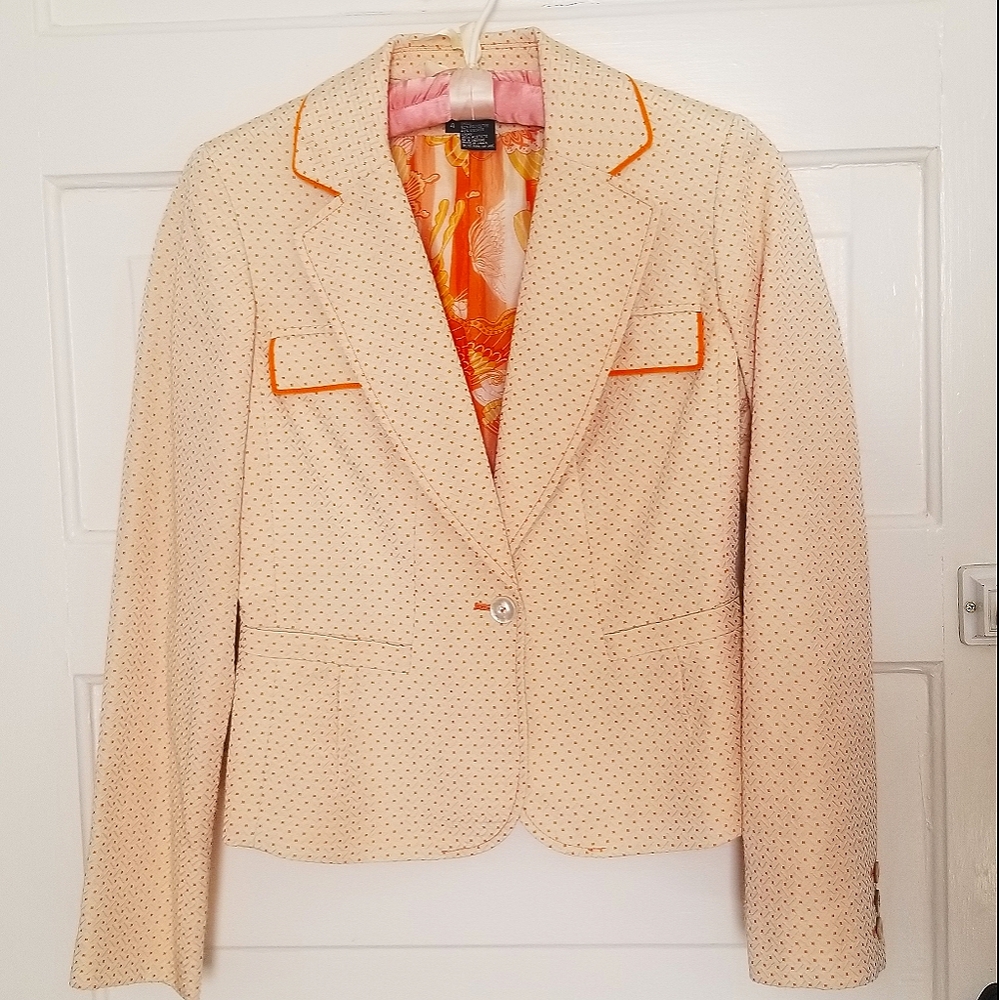 Orange detail peach dot blazer
